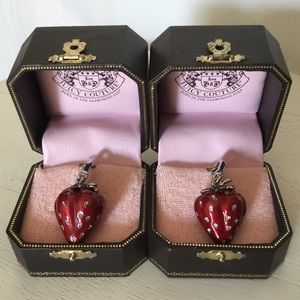 RARE! Pair of JUICY Strawberry Charms in SILVER
